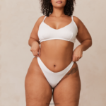 Set van geribbelde triangelbeha en string/slip vrouwen wit Lounge ondergoed 008ZJ236 - Image 5