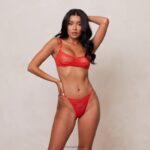 Set van opvallende mesh-bh en string/slip vrouwen rood Lounge ondergoed 008ZJ48 - Image 15