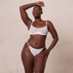 Set van opvallende mesh-bh en string/slip vrouwen wit Lounge ondergoed 008ZJ41
