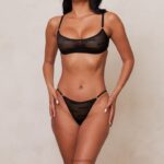 Set van opvallende mesh-bh en string/slip vrouwen zwart Lounge ondergoed 008ZJ36 - Image 9