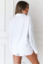 Set van pyjamashirt en korte broek met krijtstreep vrouwen vorst Lounge kleding 008ZJ966 - Image 2