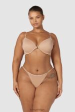 Set van T-shirt-bh en string/slip met gladde sluiting aan de voorkant vrouwen Honing Lounge ondergoed 008ZJ148