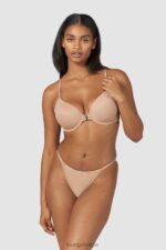 Set van T-shirt-bh en string/slip met gladde sluiting aan de voorkant vrouwen Honing Lounge ondergoed 008ZJ148 - Image 5