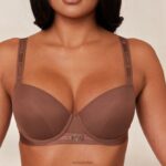 Set van T-shirtbeha en string/slip van gladde mesh vrouwen kastanje Lounge ondergoed 008ZJ122 - Image 8