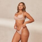 Set van T-shirtbeha en string/slip van gladde mesh vrouwen taupe Lounge ondergoed 008ZJ127 - Image 3