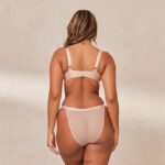 Set van T-shirtbeha en string/slip van gladde mesh vrouwen taupe Lounge ondergoed 008ZJ127 - Image 10