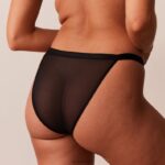 Set van T-shirtbeha en string/slip van gladde mesh vrouwen zwart Lounge ondergoed 008ZJ128 - Image 4
