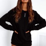 trui met ronde hals vrouwen zwart Lounge kleding 008ZJ864