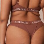 Ultracomfortabele geribbelde T-shirt-bh en stringset vrouwen mokka Lounge ondergoed 008ZJ40 - Image 4