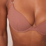 Ultracomfortabele geribbelde T-shirt-bh en stringset vrouwen mokka Lounge ondergoed 008ZJ40 - Image 6