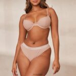 Ultracomfortabele geribbelde T-shirt-bh en stringset vrouwen taupe Lounge ondergoed 008ZJ77 - Image 3