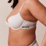 Ultracomfortabele geribbelde T-shirt-bh en stringset vrouwen wit Lounge ondergoed 008ZJ86 - Image 4