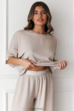 zacht wafelpyjamatopje vrouwen nerts Lounge kleding 008ZJ918 - Image 2